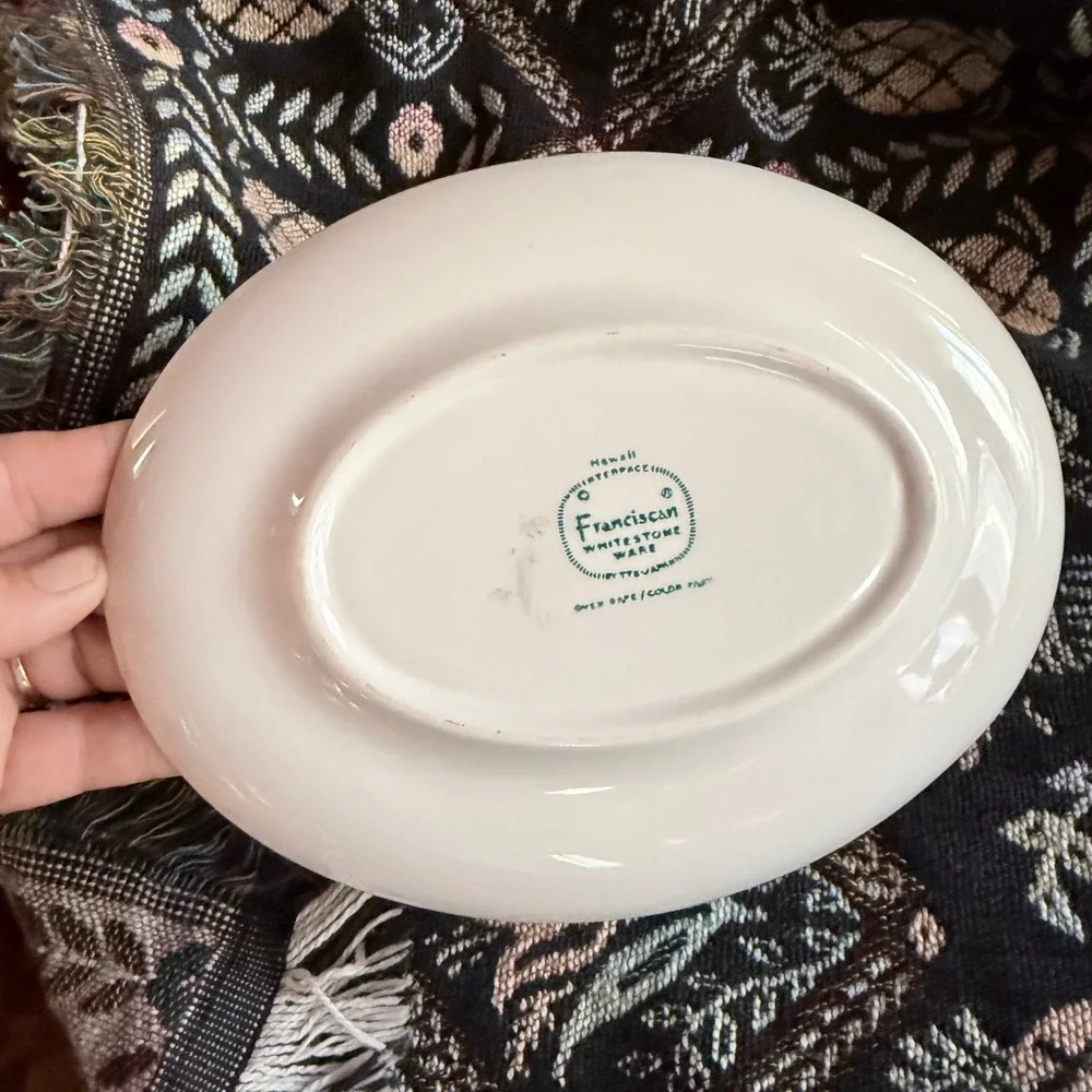 Franciscan Gravy Boat Hawaii White Green Good Vintage MCM Whitestone Ware